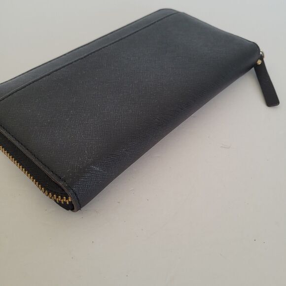 Kate Spade Neda Wallet Clutch Accordion Geniue Leather Zip Around Black Classic - Picture 11 of 11